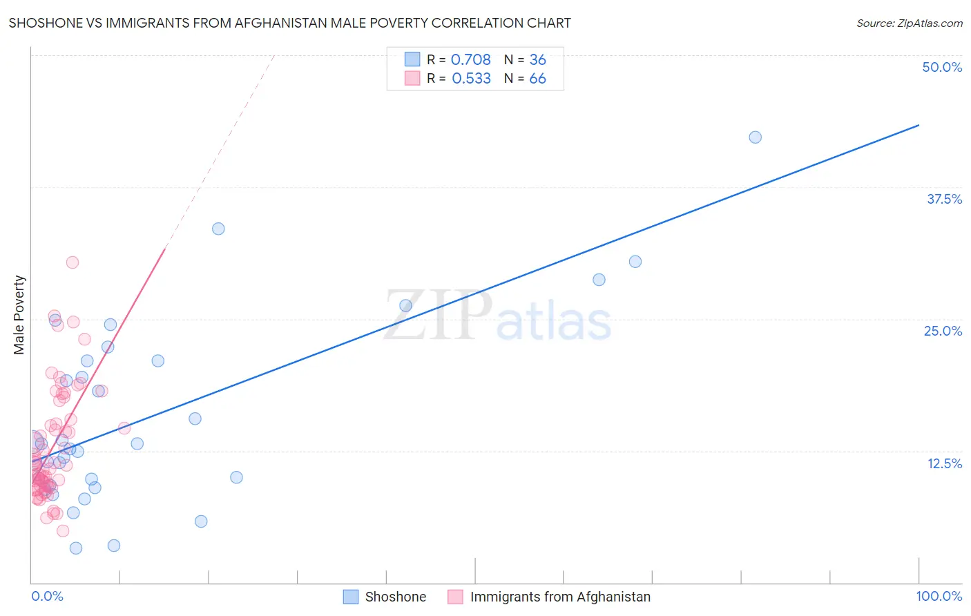 Shoshone vs Immigrants from Afghanistan Male Poverty