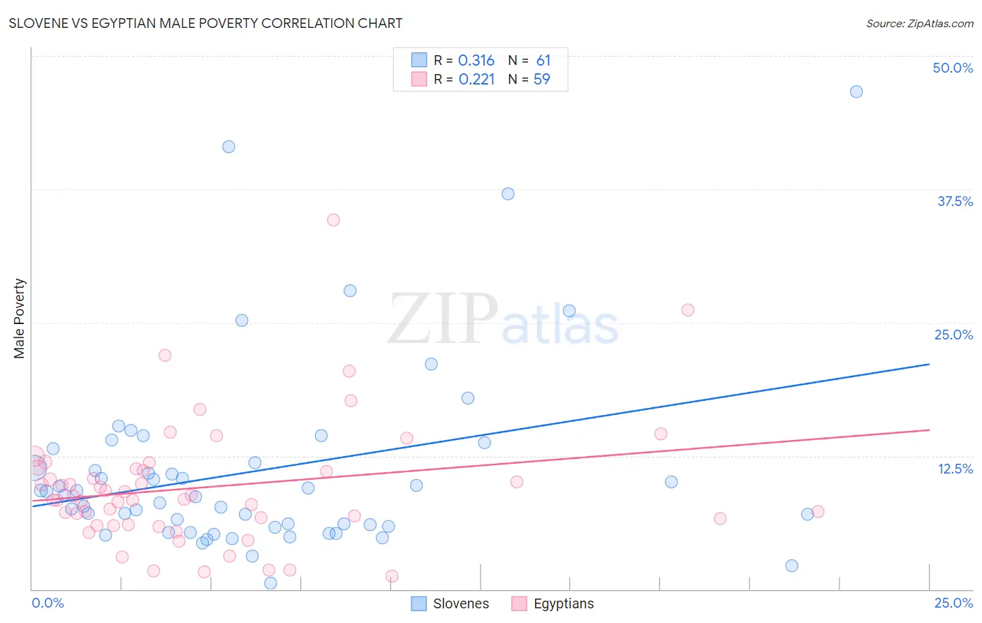 Slovene vs Egyptian Male Poverty