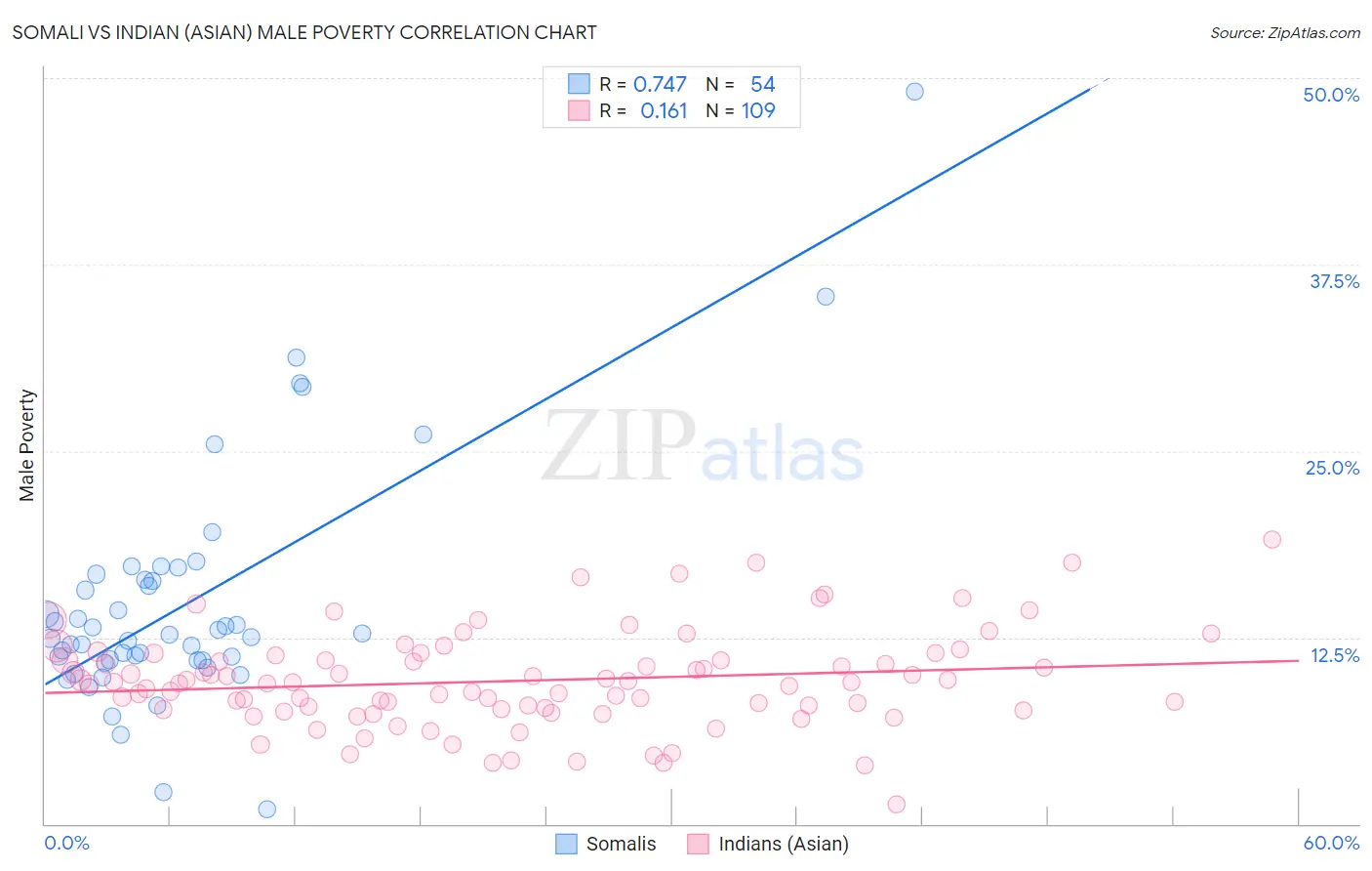 Somali vs Indian (Asian) Male Poverty