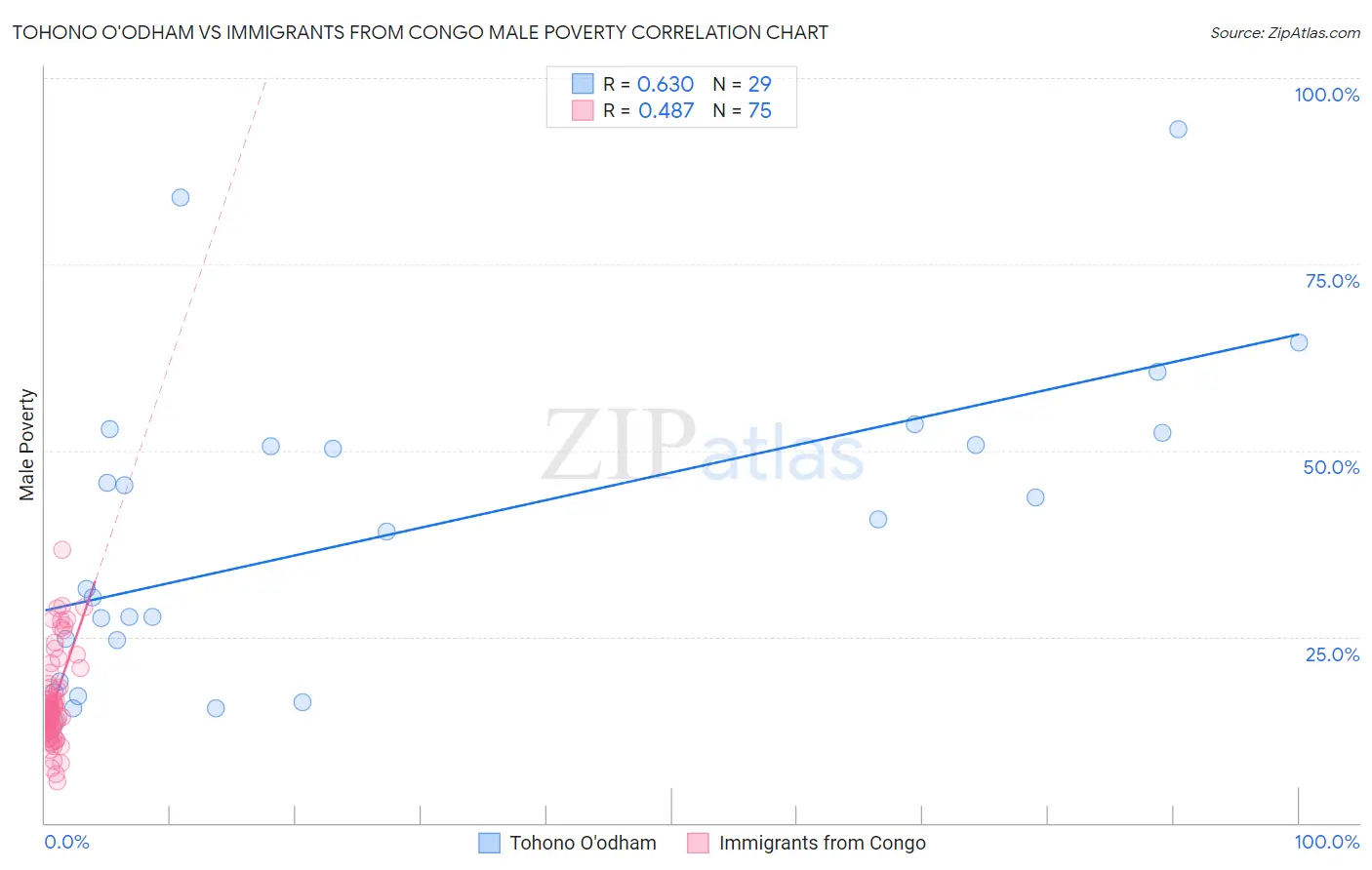 Tohono O'odham vs Immigrants from Congo Male Poverty