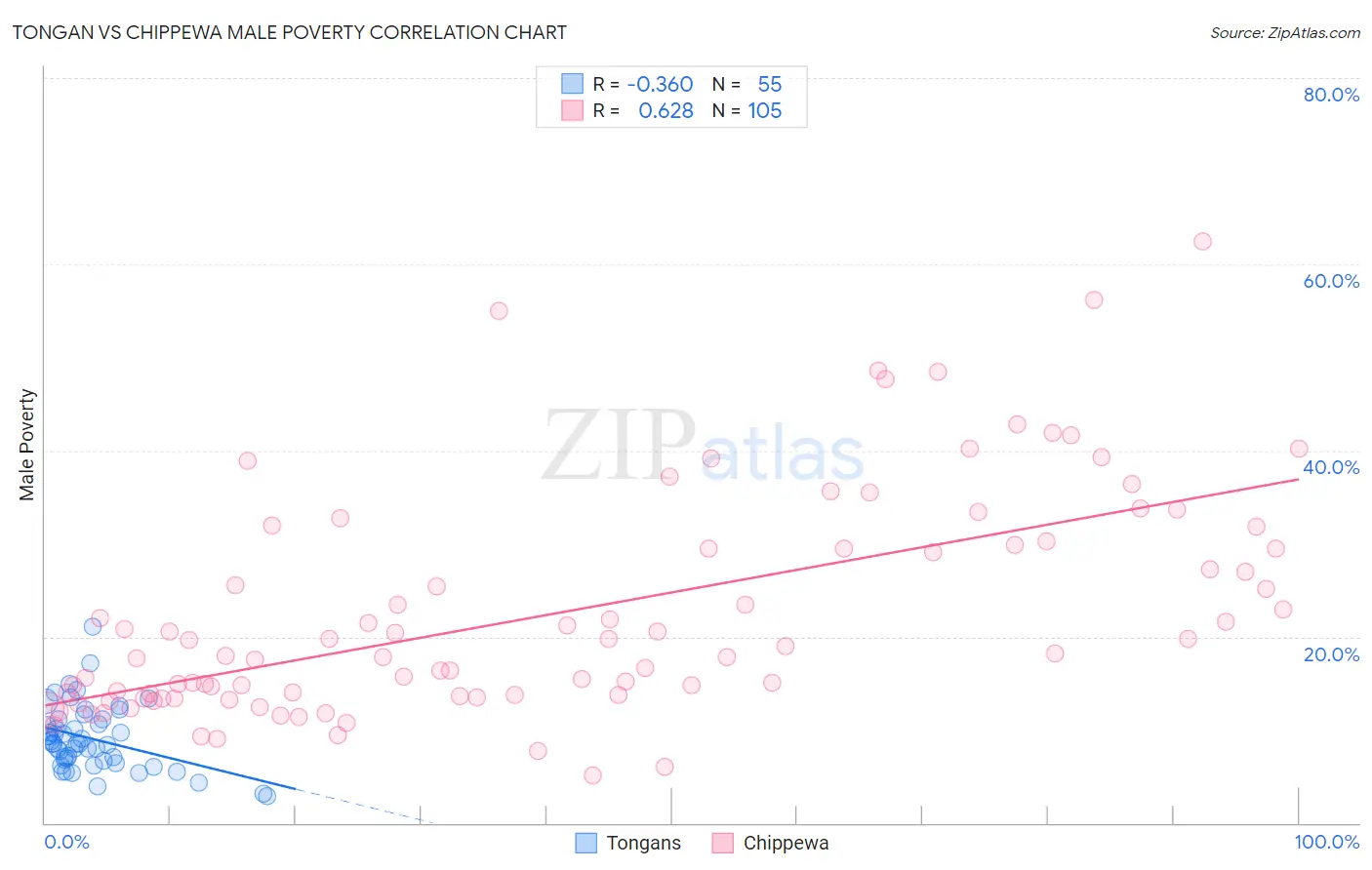Tongan vs Chippewa Male Poverty