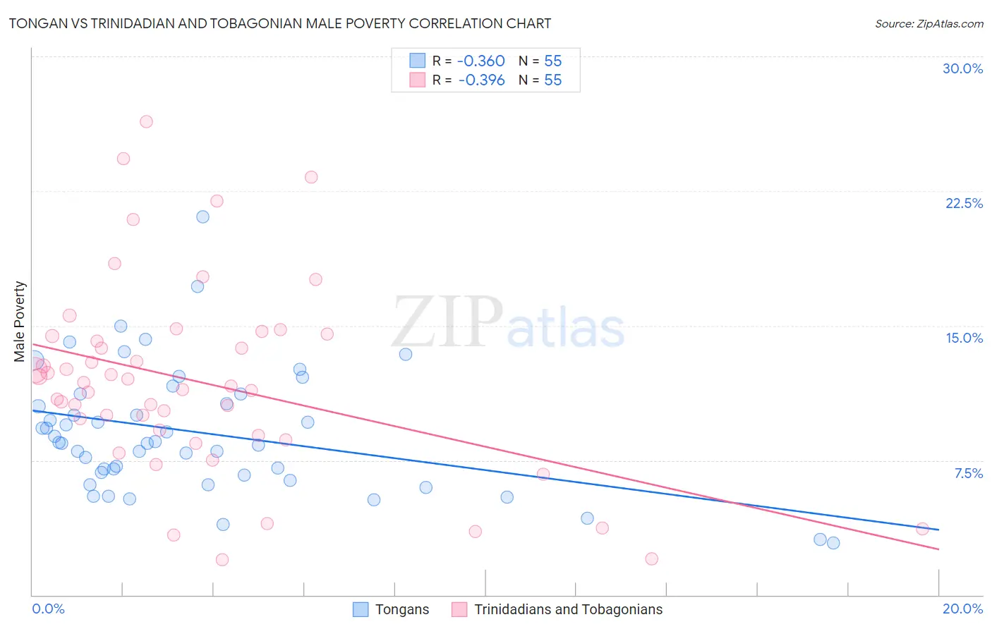 Tongan vs Trinidadian and Tobagonian Male Poverty