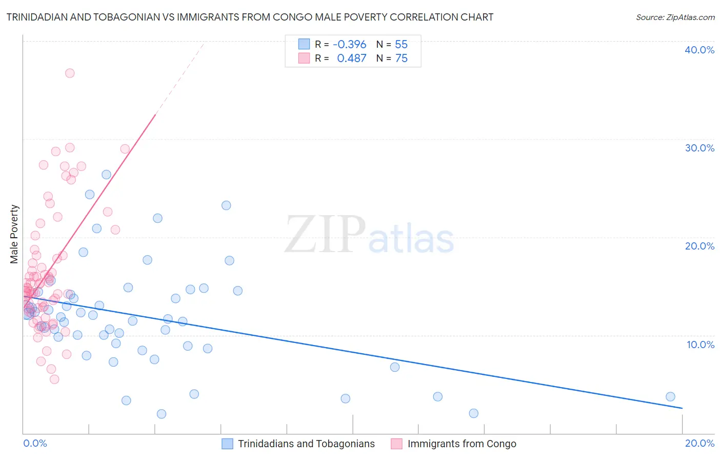 Trinidadian and Tobagonian vs Immigrants from Congo Male Poverty