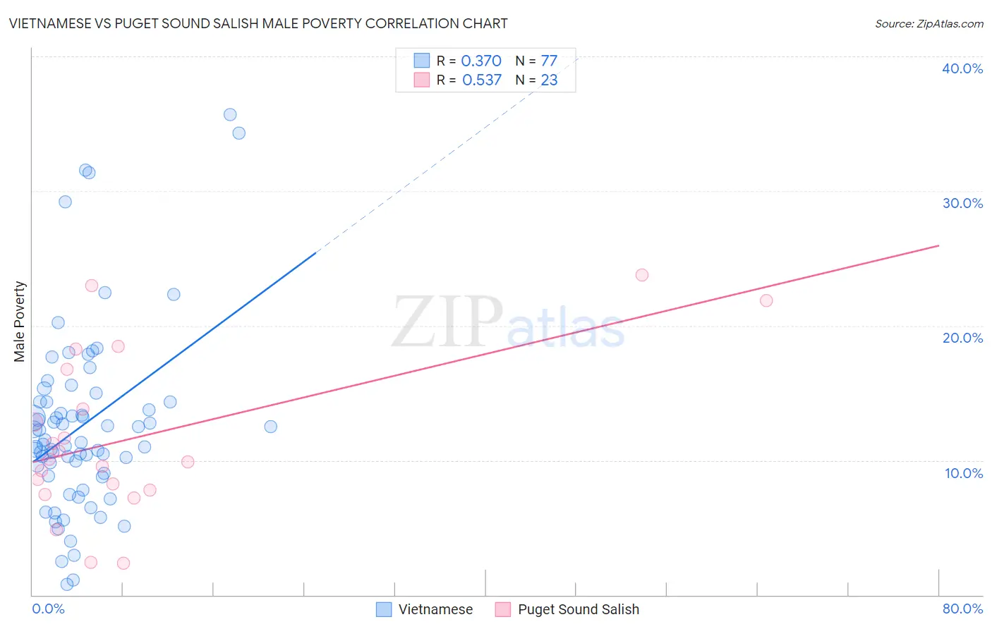 Vietnamese vs Puget Sound Salish Male Poverty