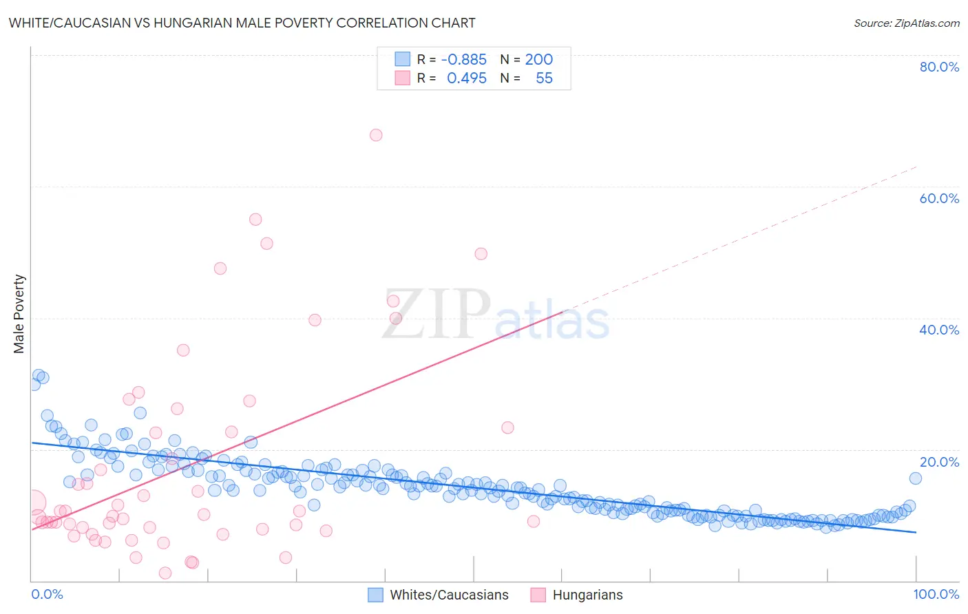 White/Caucasian vs Hungarian Male Poverty