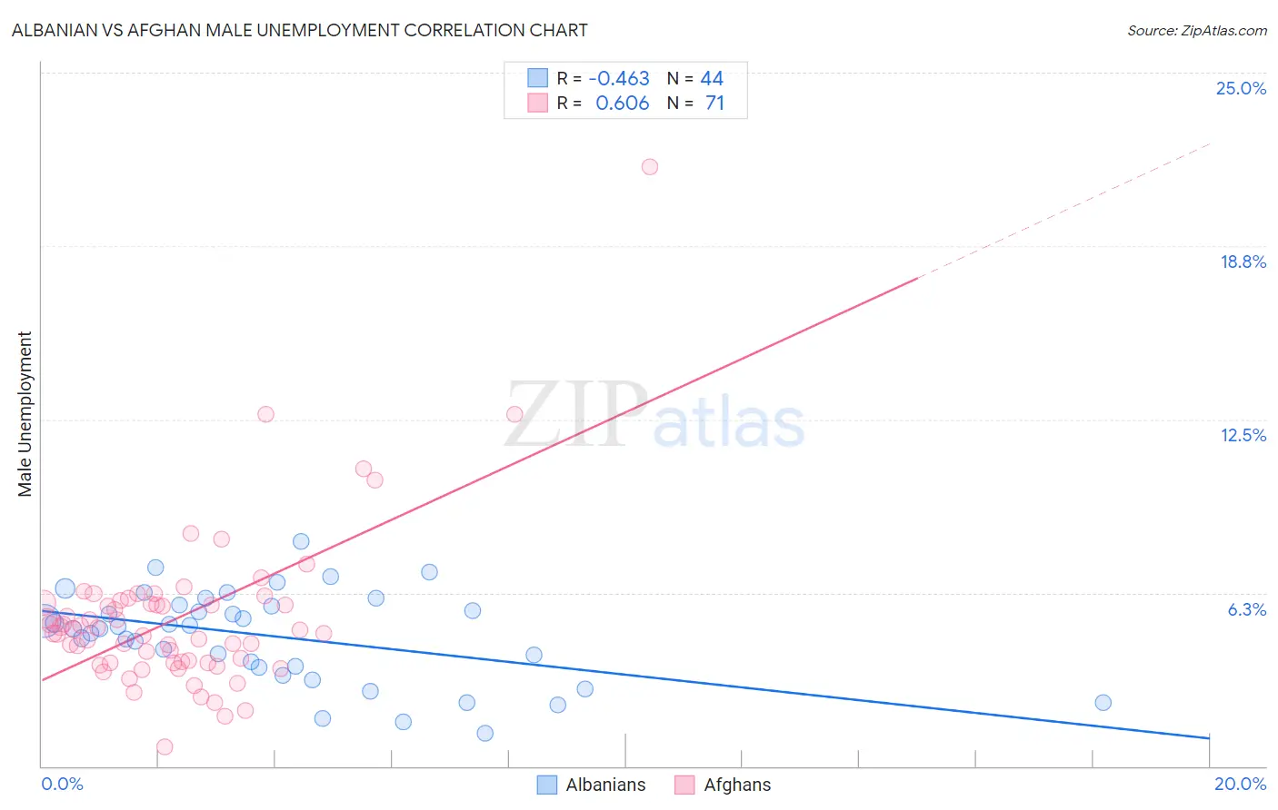 Albanian vs Afghan Male Unemployment