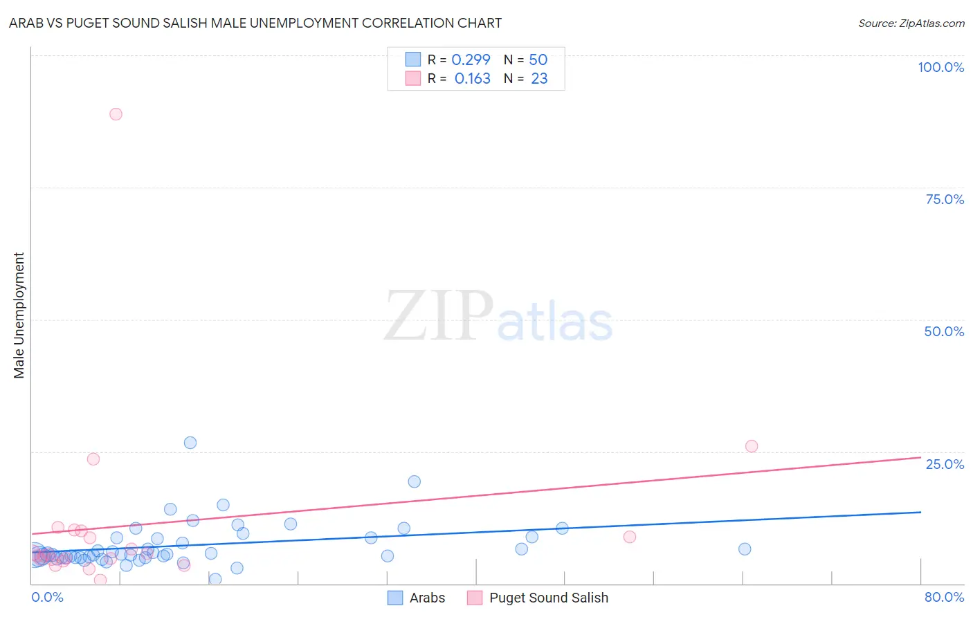Arab vs Puget Sound Salish Male Unemployment