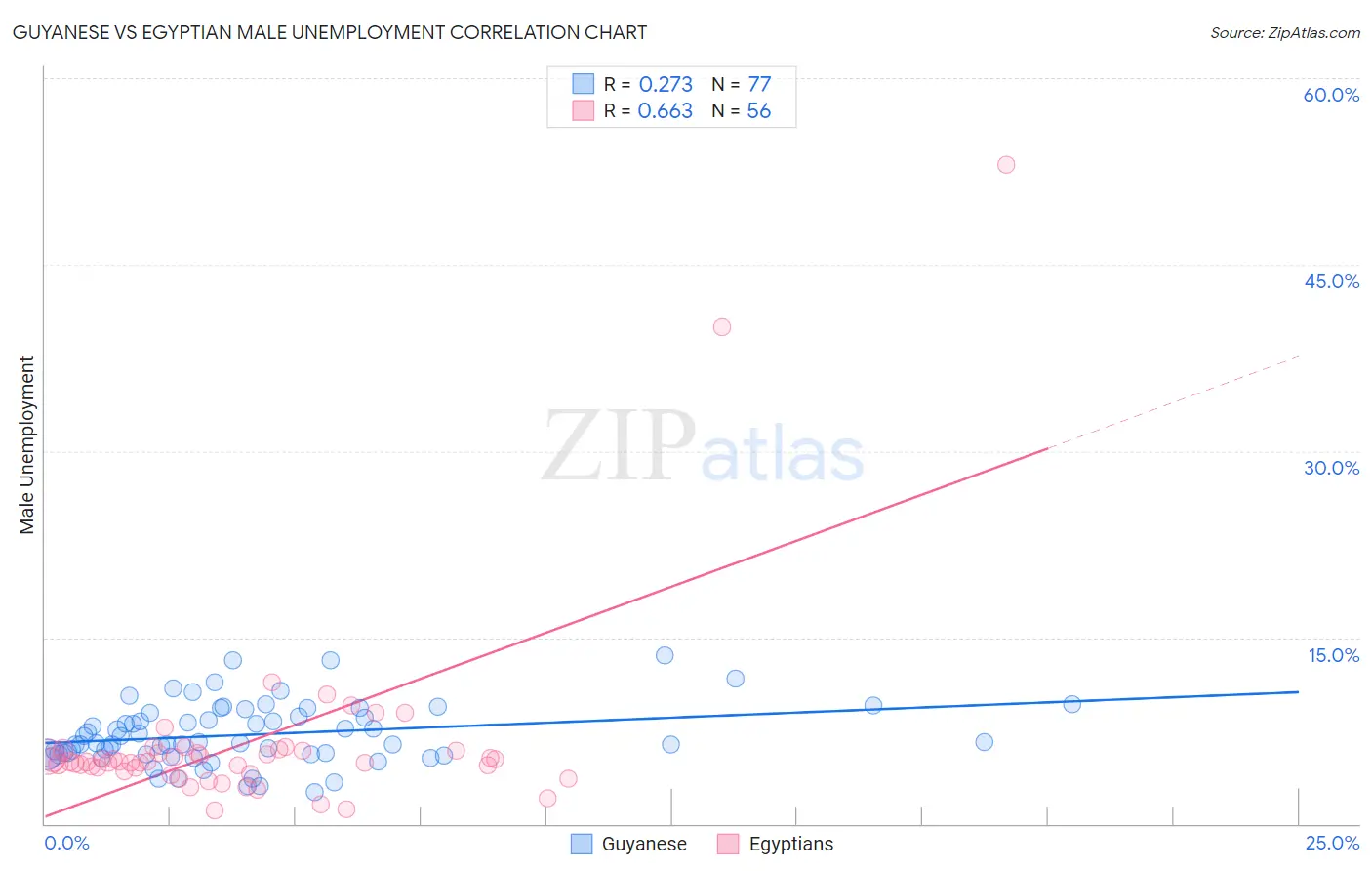 Guyanese vs Egyptian Male Unemployment