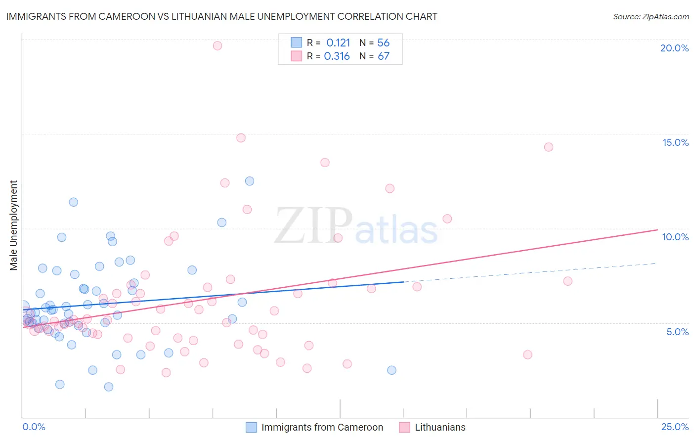 Immigrants from Cameroon vs Lithuanian Male Unemployment