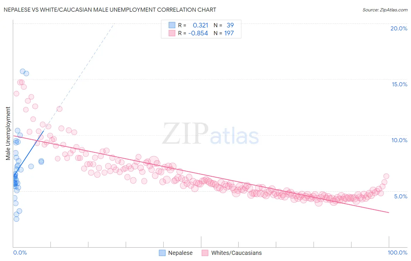 Nepalese vs White/Caucasian Male Unemployment