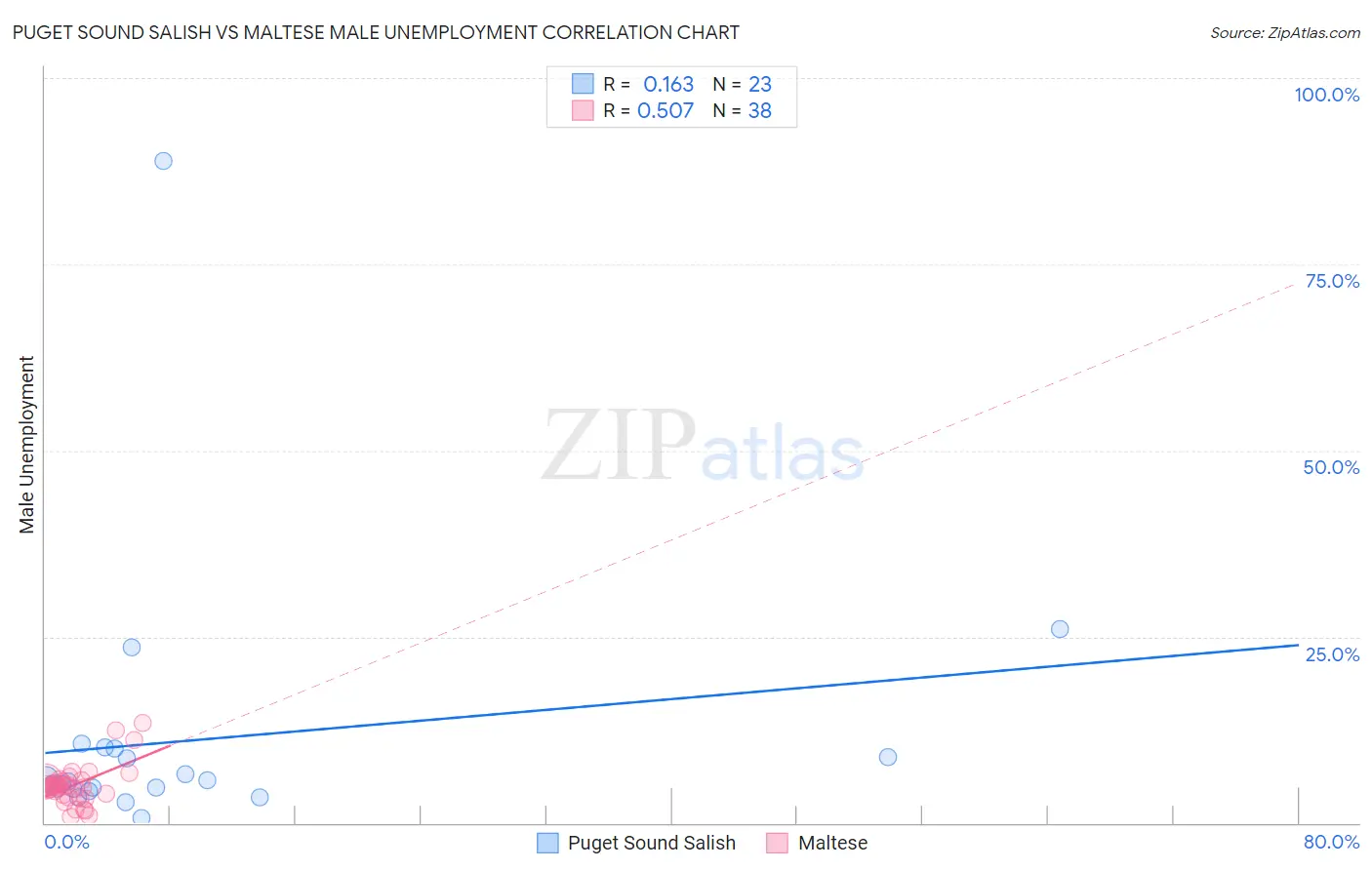 Puget Sound Salish vs Maltese Male Unemployment