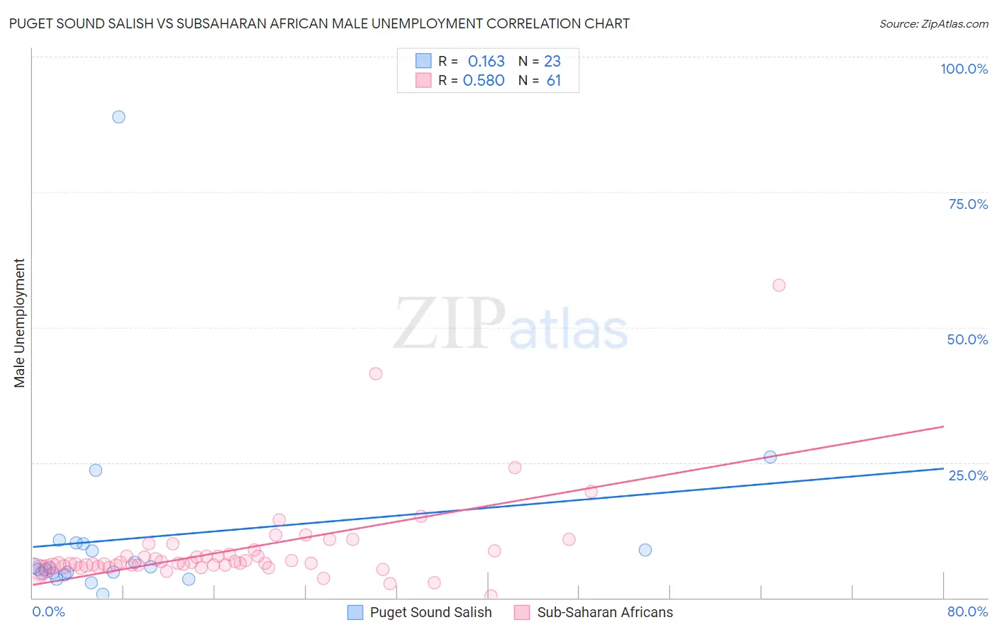 Puget Sound Salish vs Subsaharan African Male Unemployment