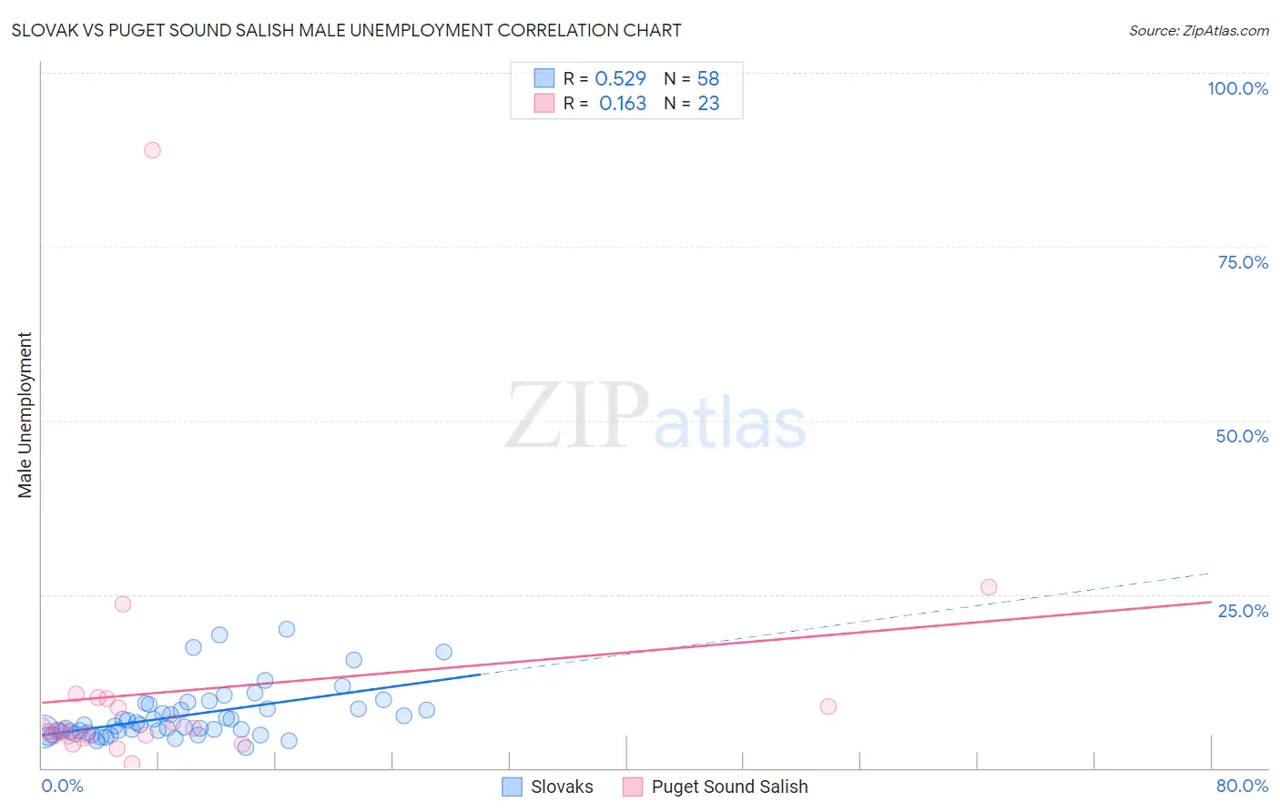 Slovak vs Puget Sound Salish Male Unemployment