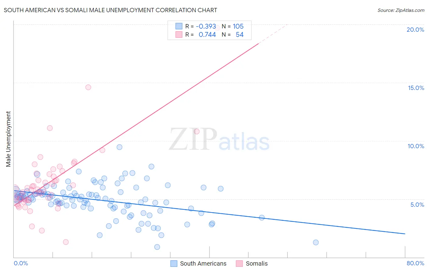 South American vs Somali Male Unemployment