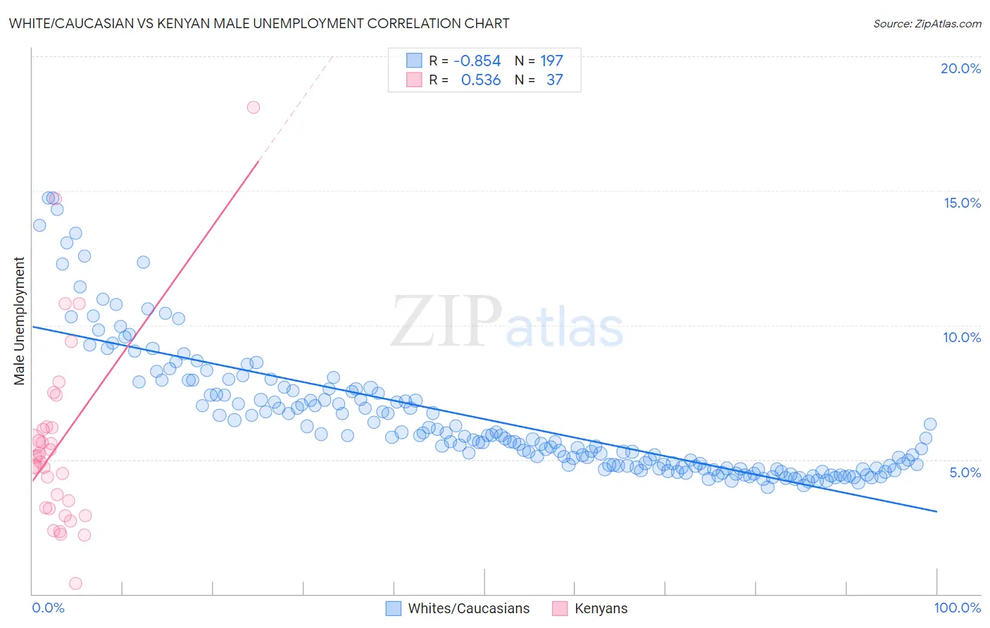 White/Caucasian vs Kenyan Male Unemployment