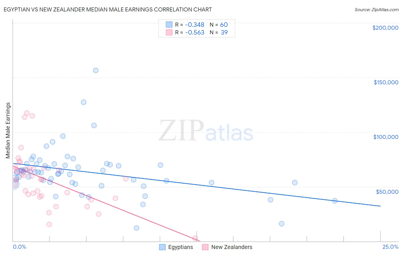 Egyptian vs New Zealander Median Male Earnings