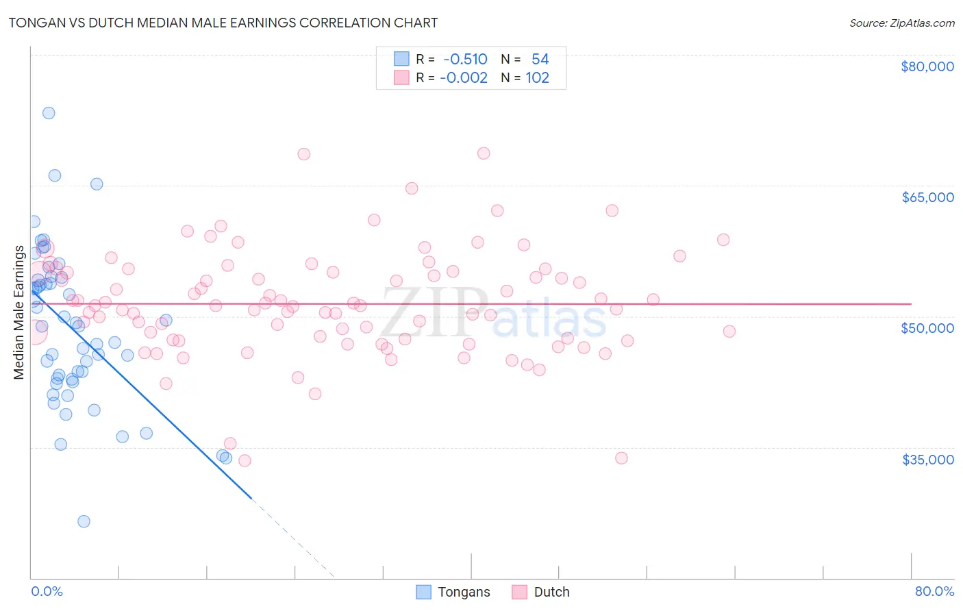 Tongan vs Dutch Median Male Earnings