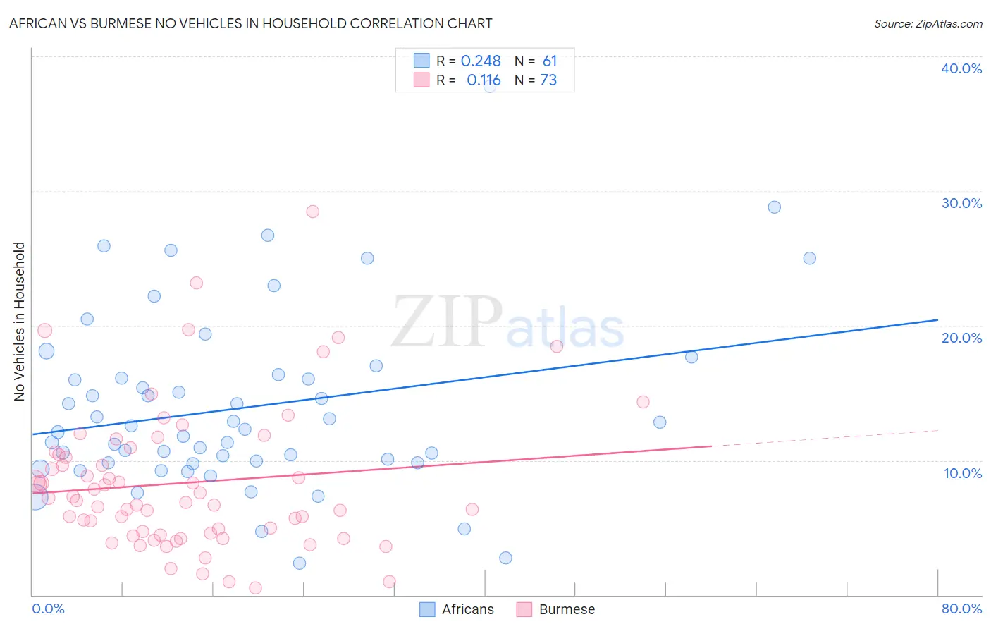 African vs Burmese No Vehicles in Household