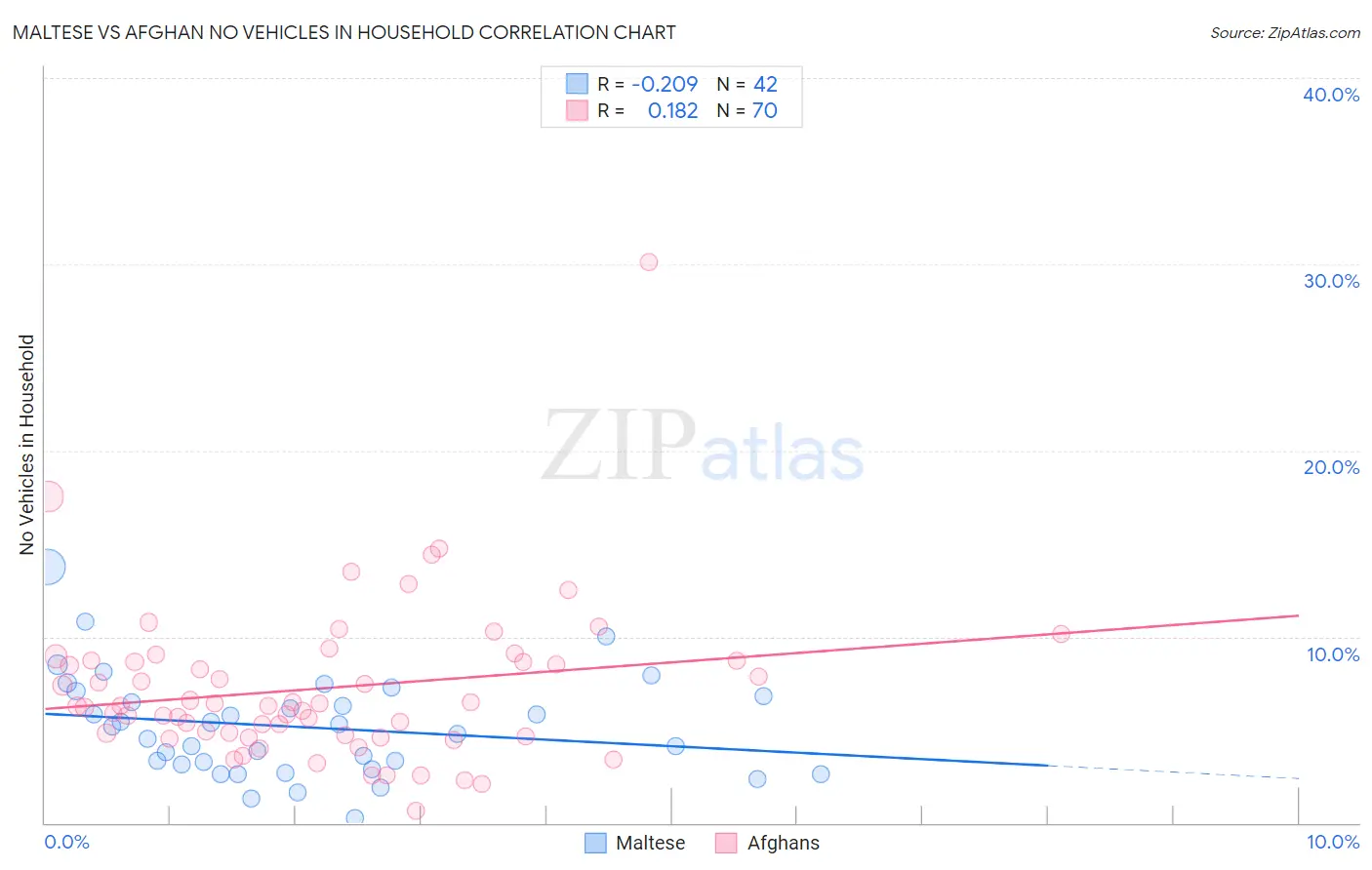 Maltese vs Afghan No Vehicles in Household