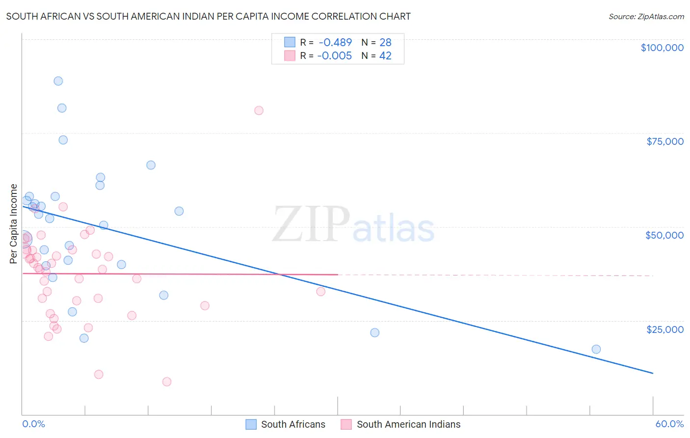 South African vs South American Indian Per Capita Income