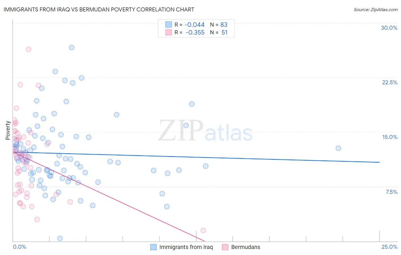 Immigrants from Iraq vs Bermudan Poverty