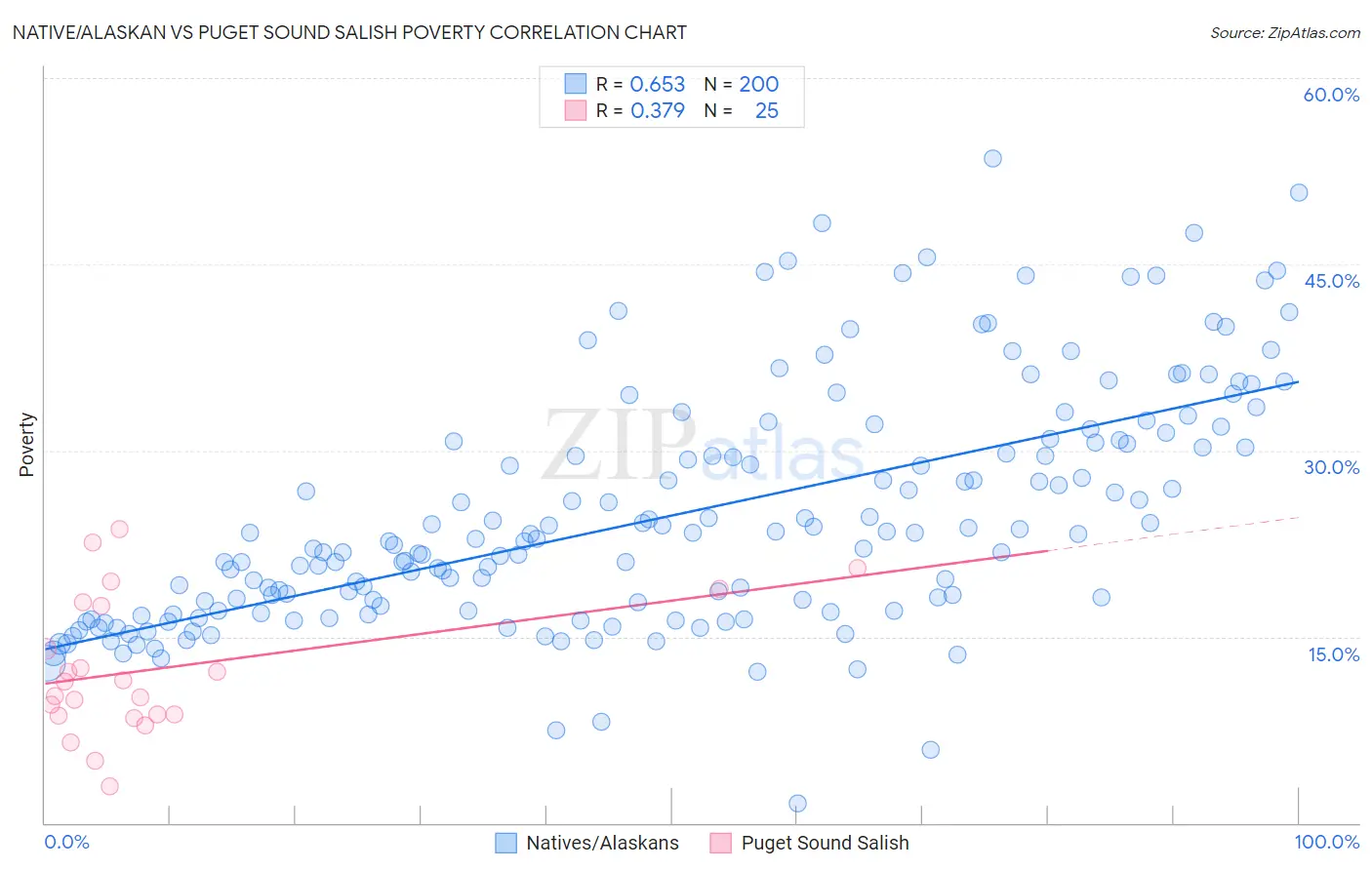 Native/Alaskan vs Puget Sound Salish Poverty