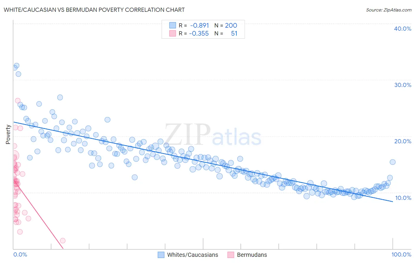 White/Caucasian vs Bermudan Poverty