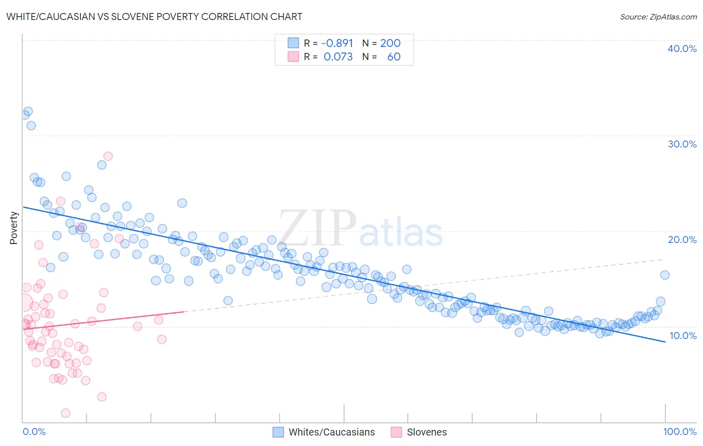 White/Caucasian vs Slovene Poverty