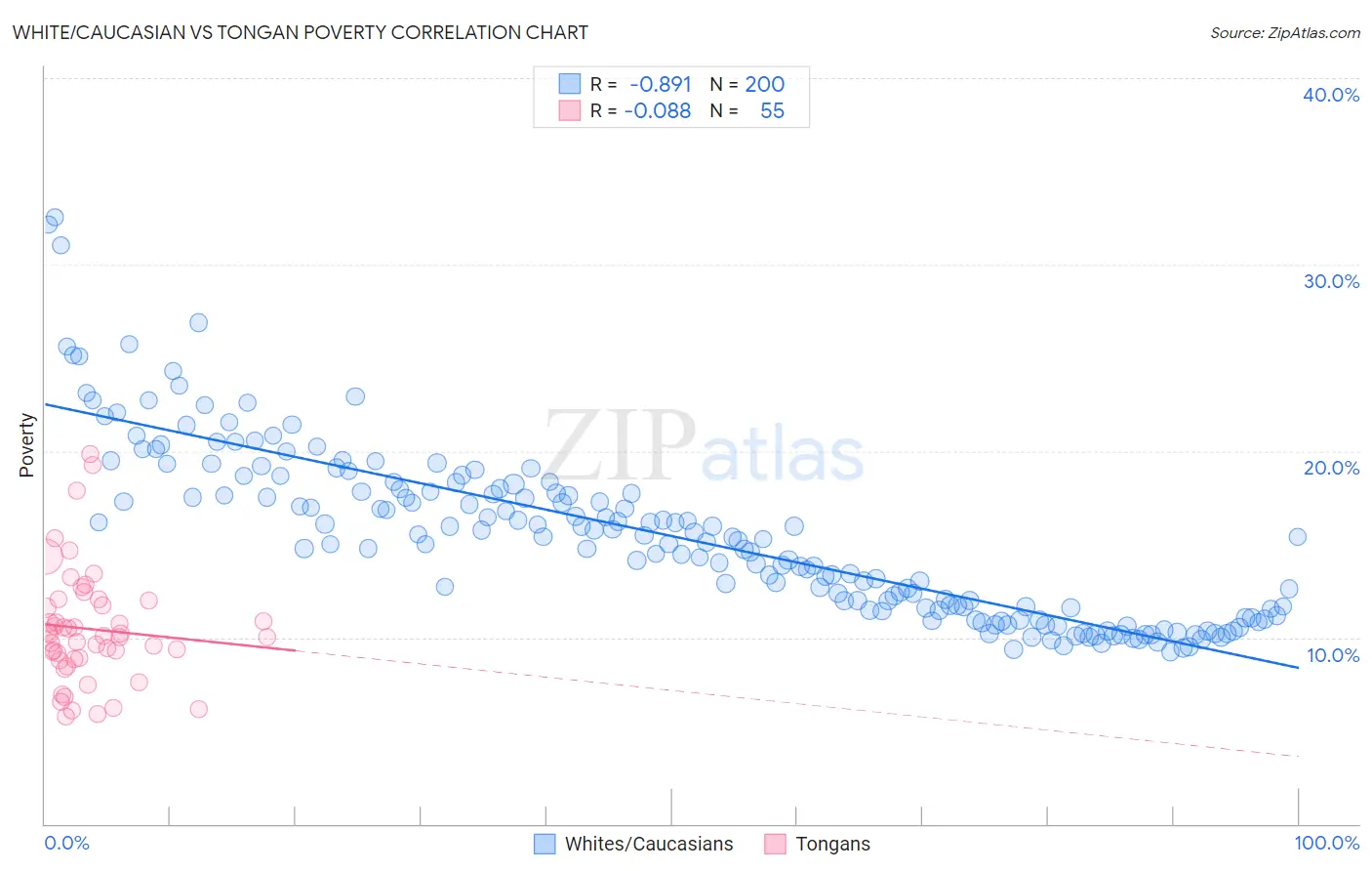 White/Caucasian vs Tongan Poverty