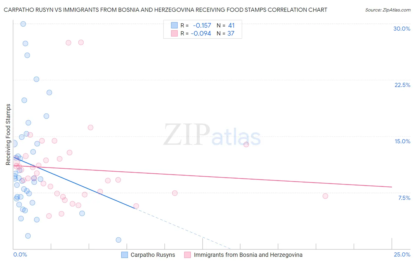 Carpatho Rusyn vs Immigrants from Bosnia and Herzegovina Receiving Food Stamps