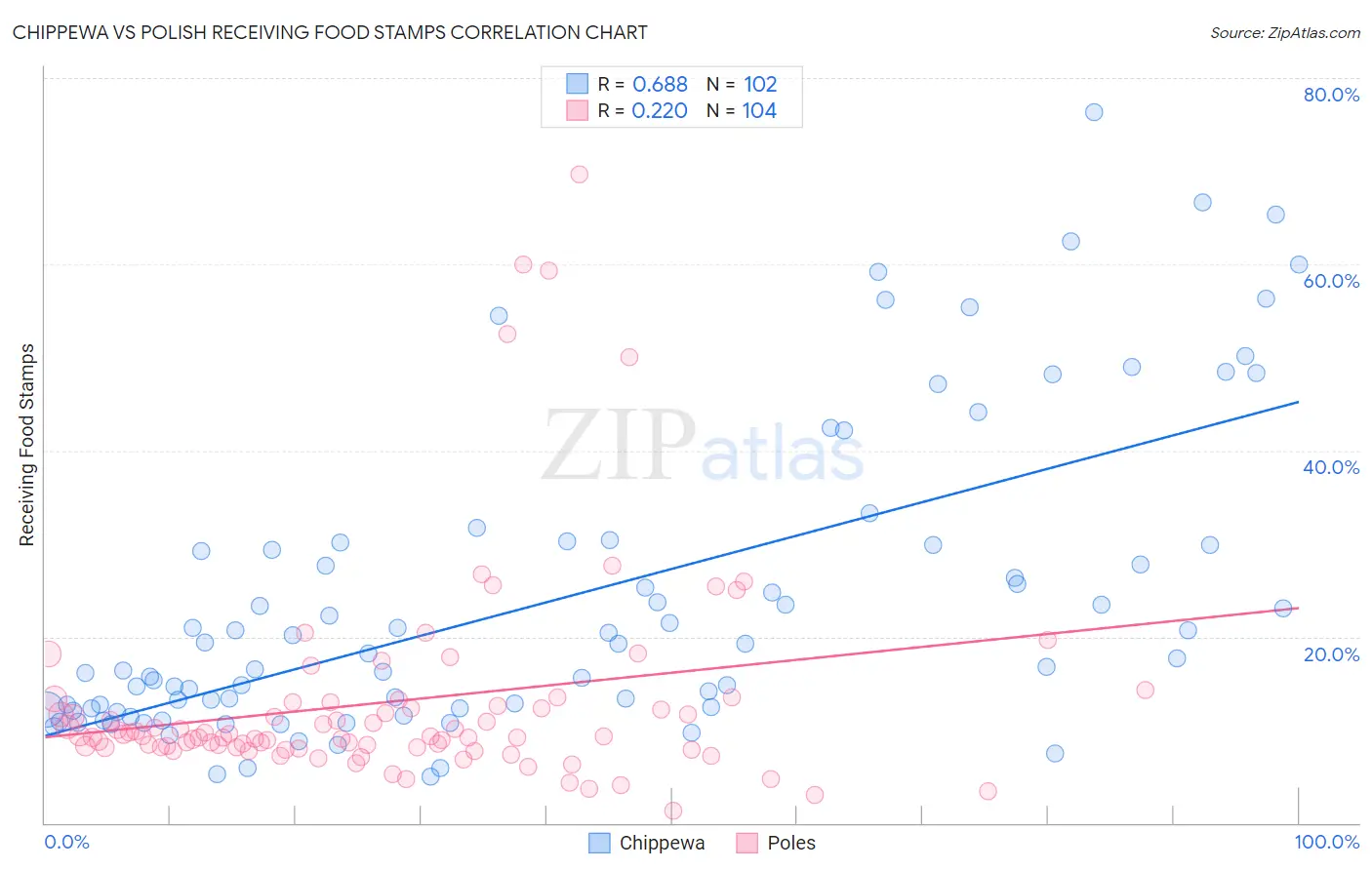Chippewa vs Polish Receiving Food Stamps