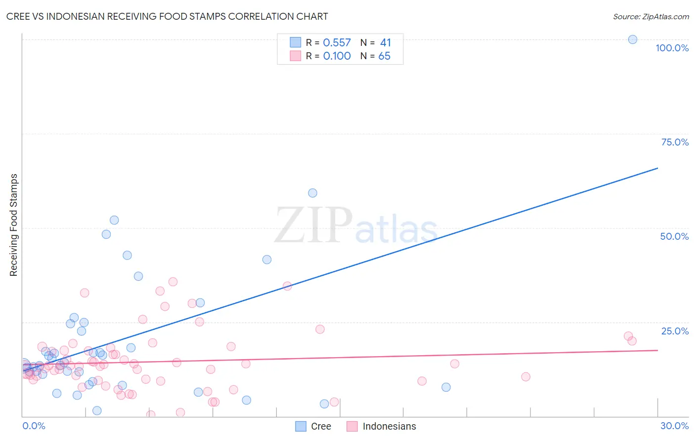 Cree vs Indonesian Receiving Food Stamps