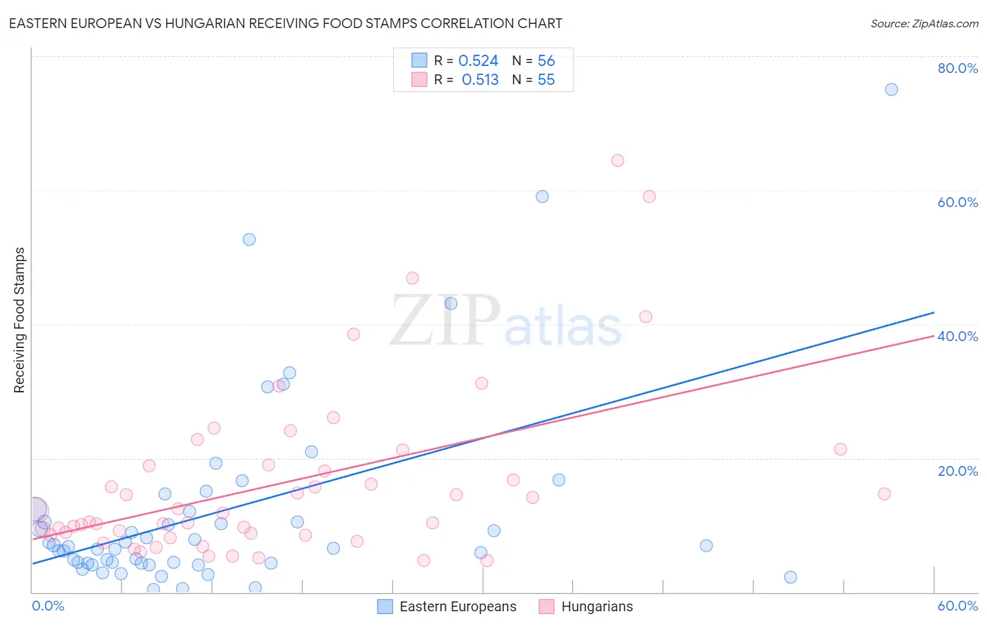 Eastern European vs Hungarian Receiving Food Stamps