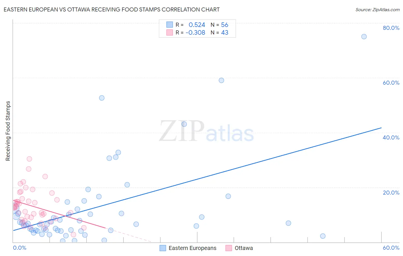 Eastern European vs Ottawa Receiving Food Stamps