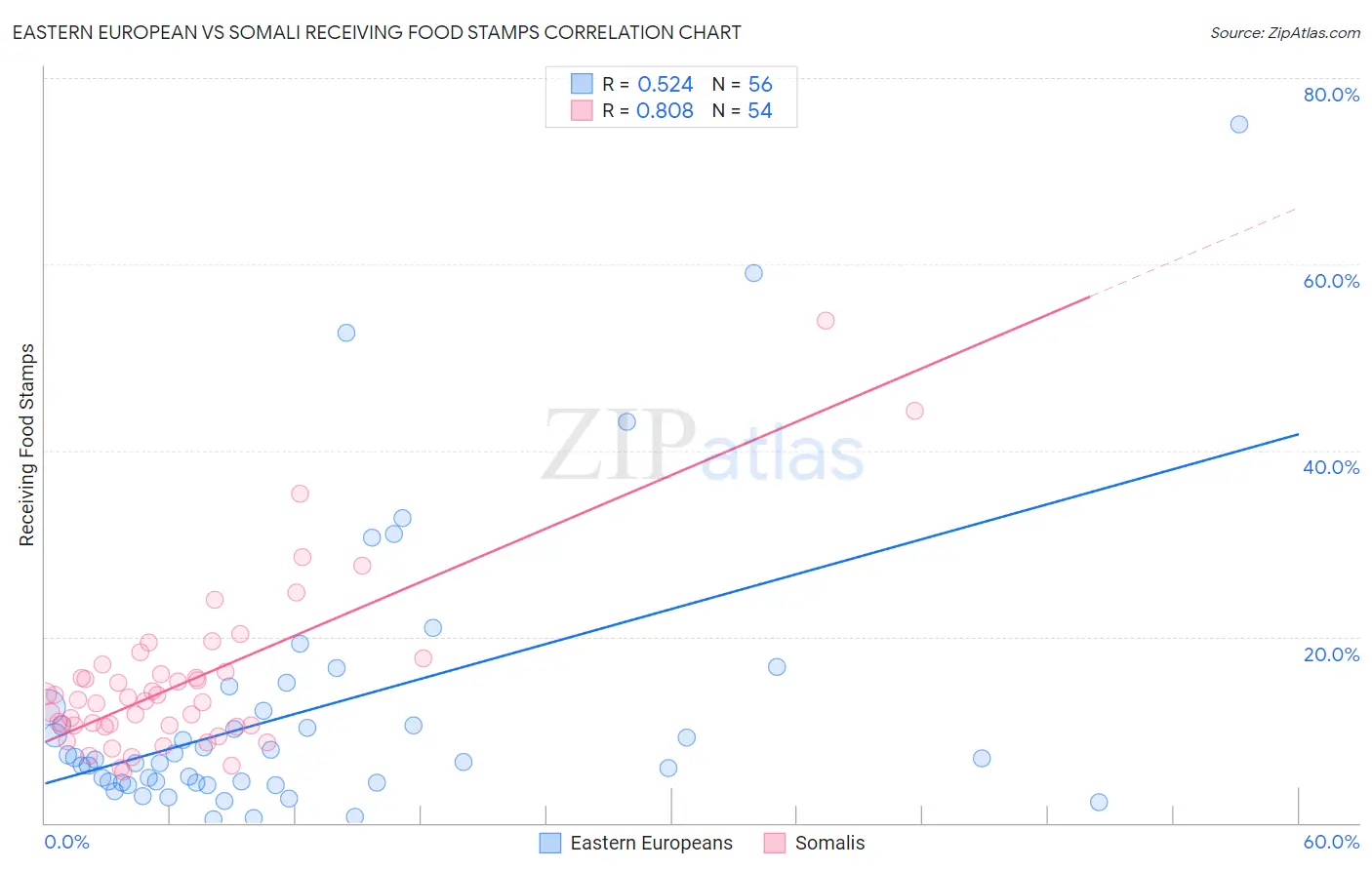 Eastern European vs Somali Receiving Food Stamps