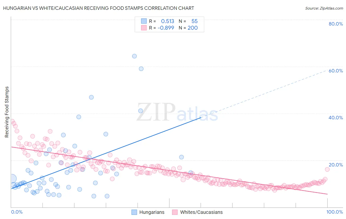 Hungarian vs White/Caucasian Receiving Food Stamps