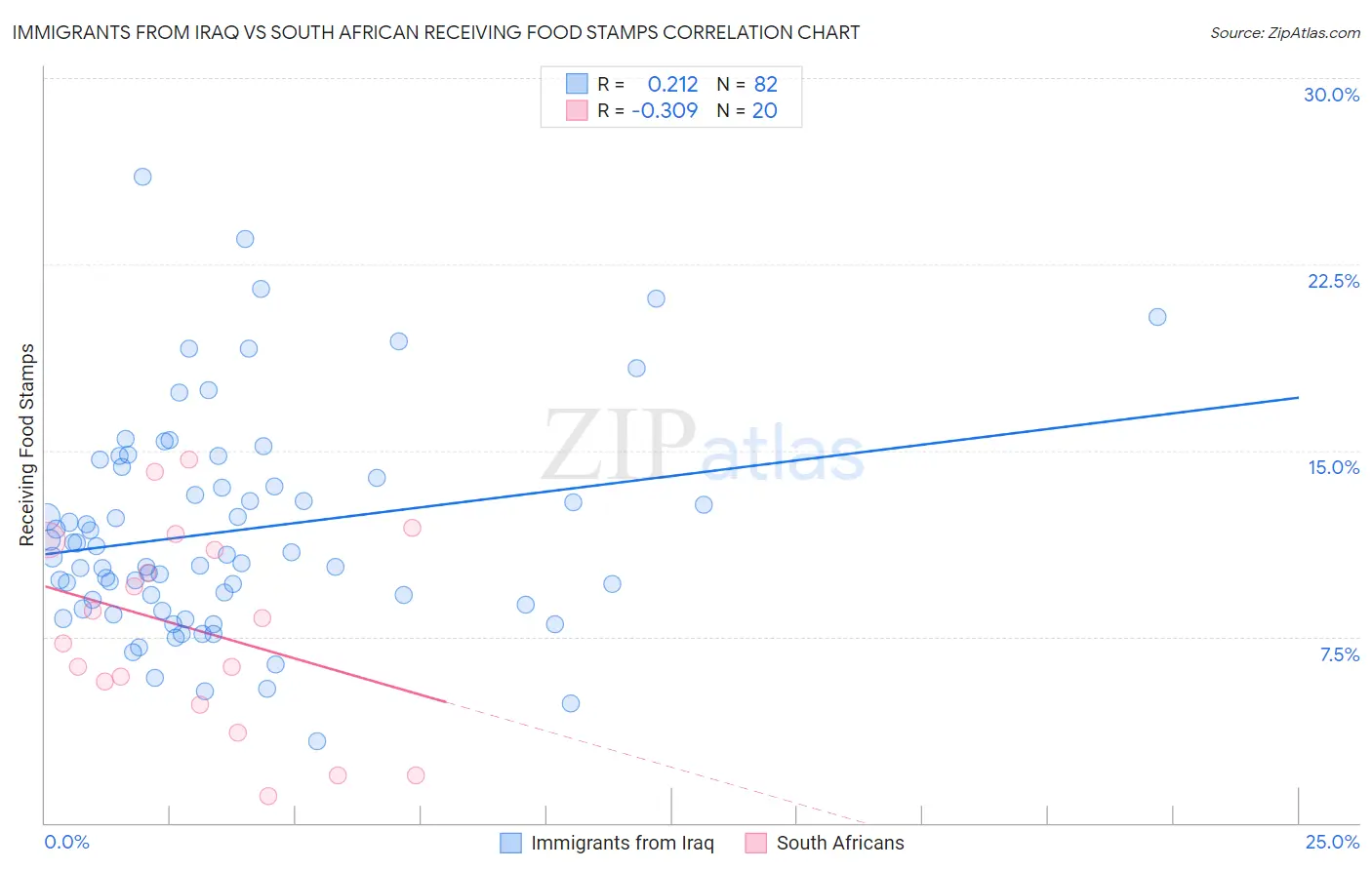 Immigrants from Iraq vs South African Receiving Food Stamps