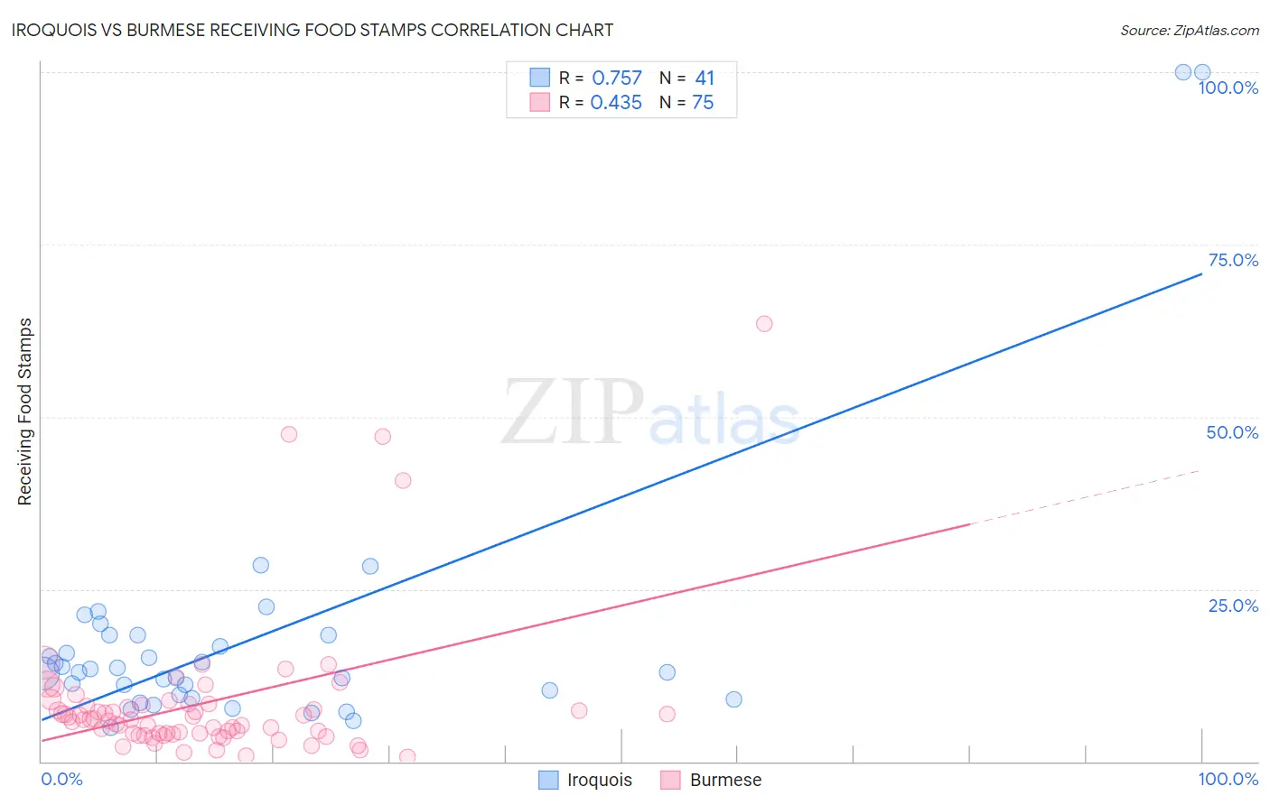Iroquois vs Burmese Receiving Food Stamps