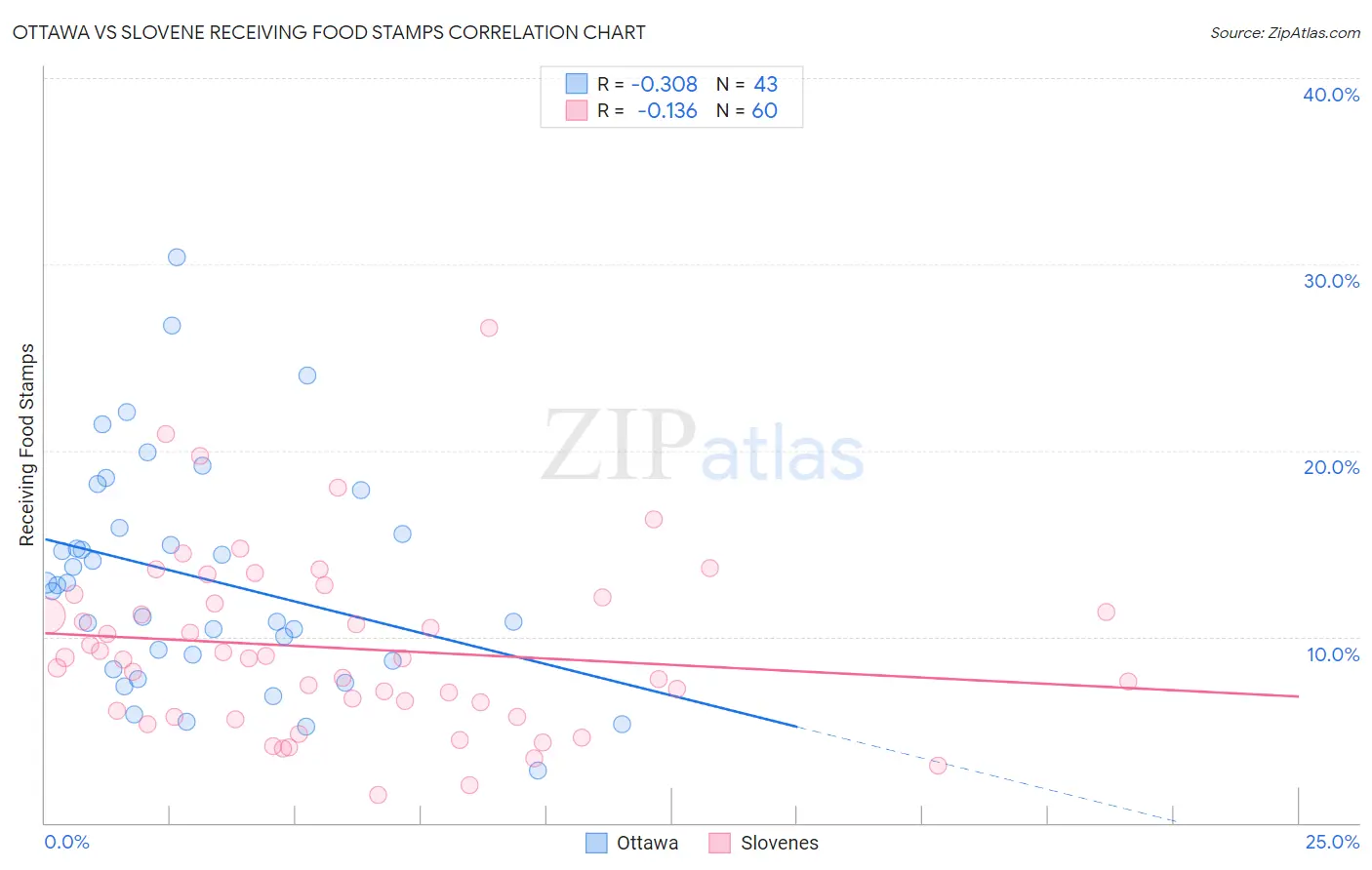 Ottawa vs Slovene Receiving Food Stamps