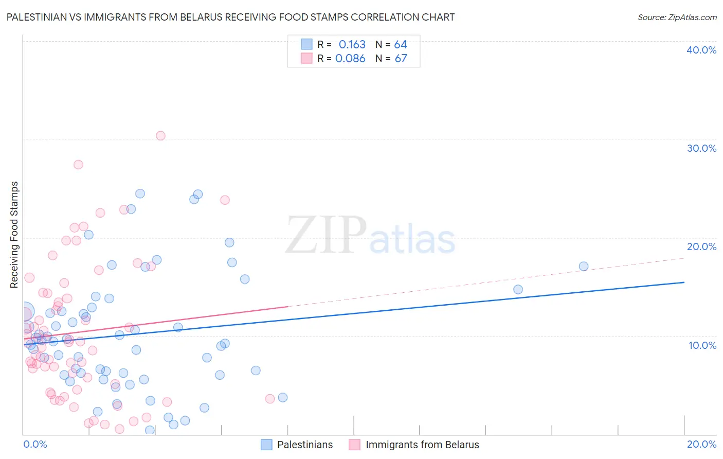 Palestinian vs Immigrants from Belarus Receiving Food Stamps