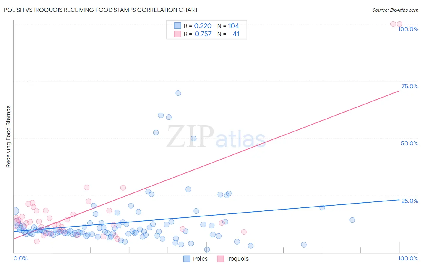 Polish vs Iroquois Receiving Food Stamps