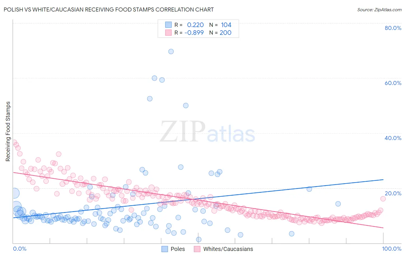 Polish vs White/Caucasian Receiving Food Stamps