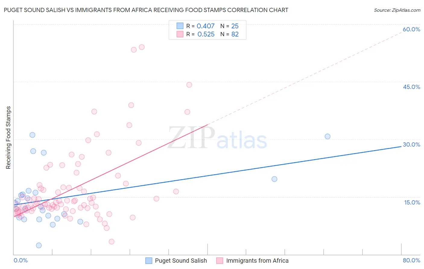 Puget Sound Salish vs Immigrants from Africa Receiving Food Stamps