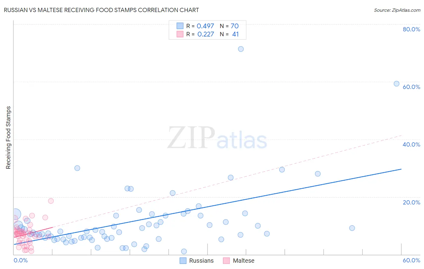 Russian vs Maltese Receiving Food Stamps