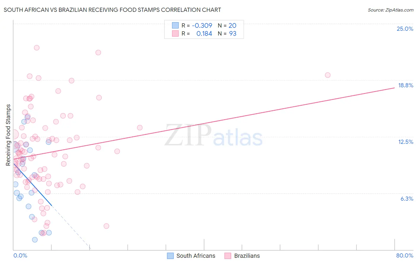South African vs Brazilian Receiving Food Stamps