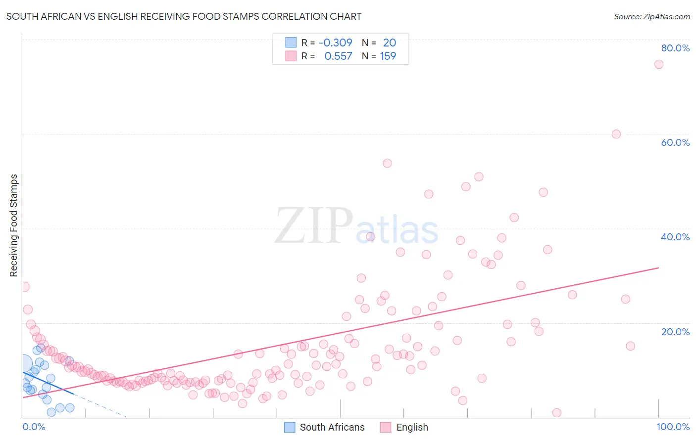 South African vs English Receiving Food Stamps