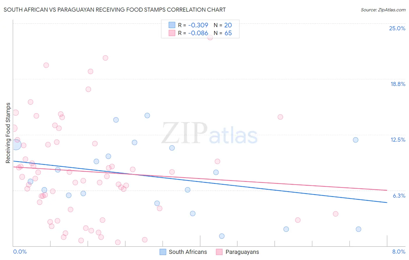 South African vs Paraguayan Receiving Food Stamps