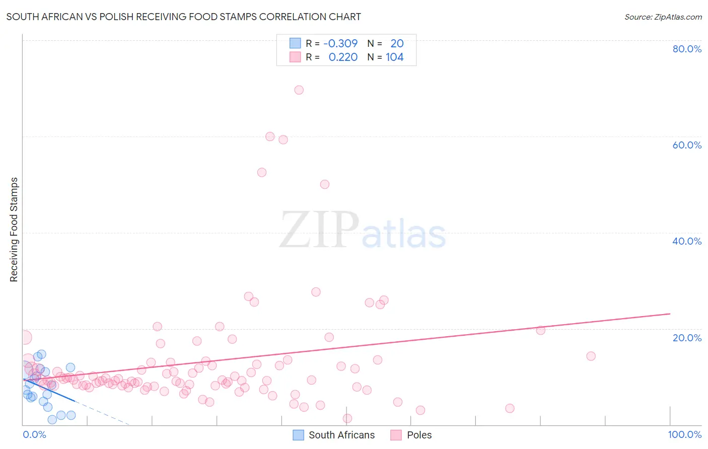 South African vs Polish Receiving Food Stamps
