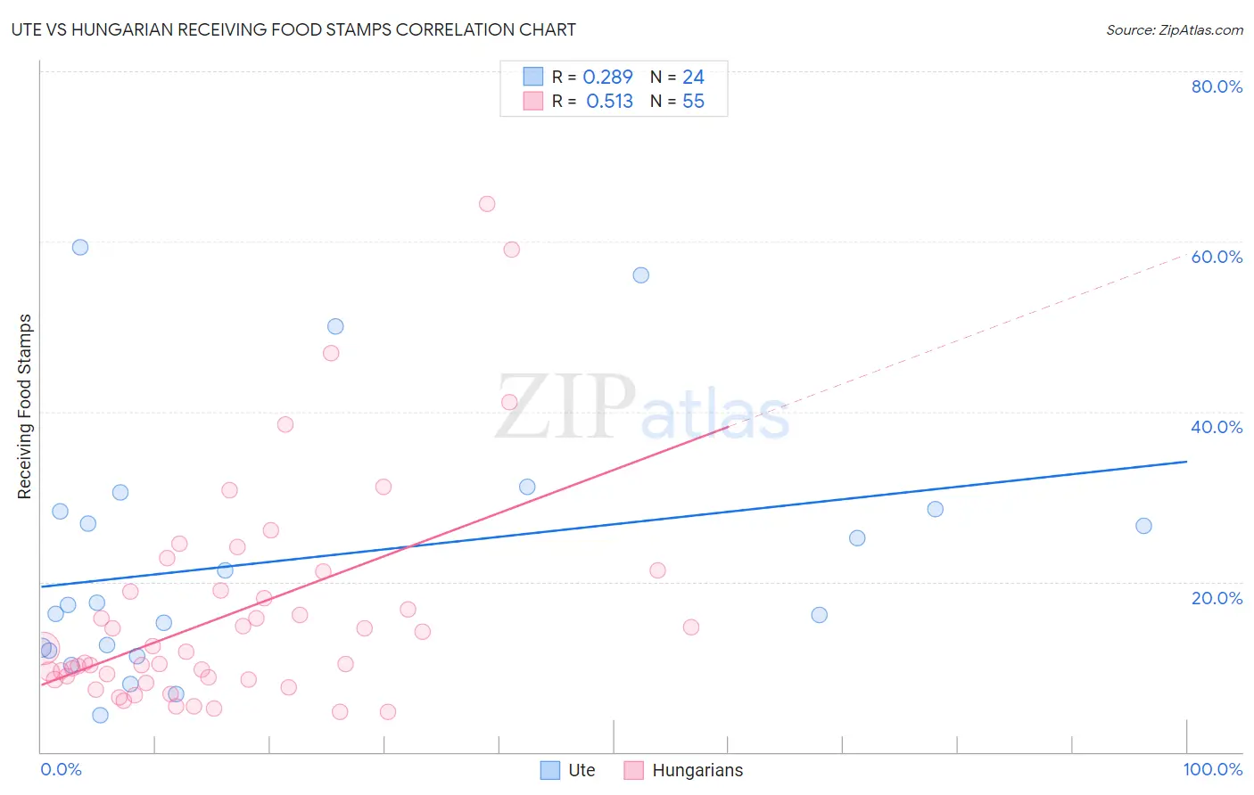 Ute vs Hungarian Receiving Food Stamps