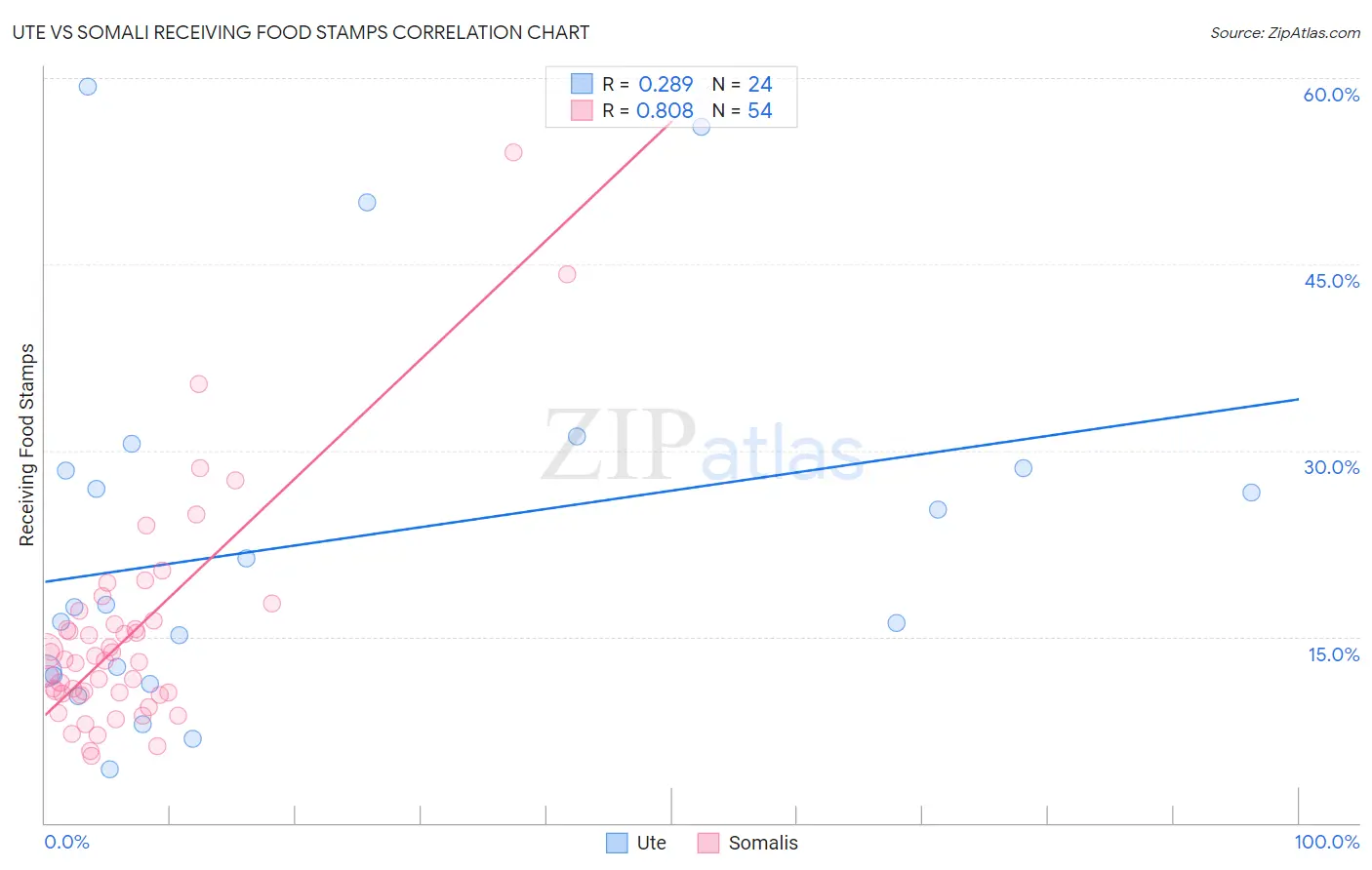 Ute vs Somali Receiving Food Stamps